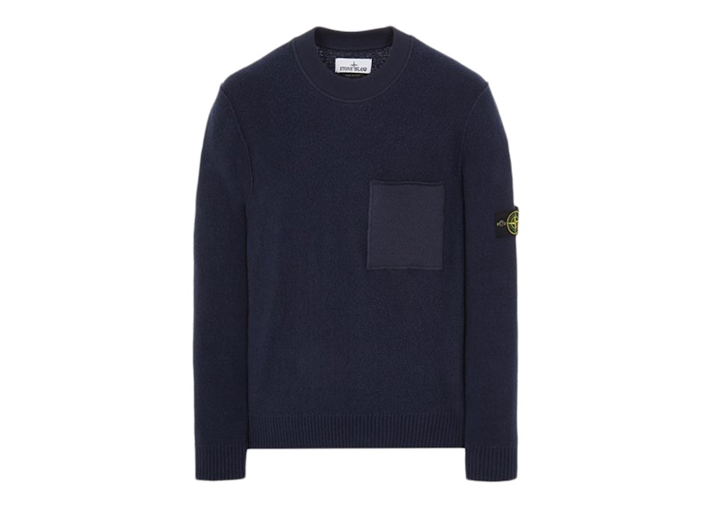 Stone Island 523D2 Soft Cotton With Mix Fabric Knit Sweater Blue