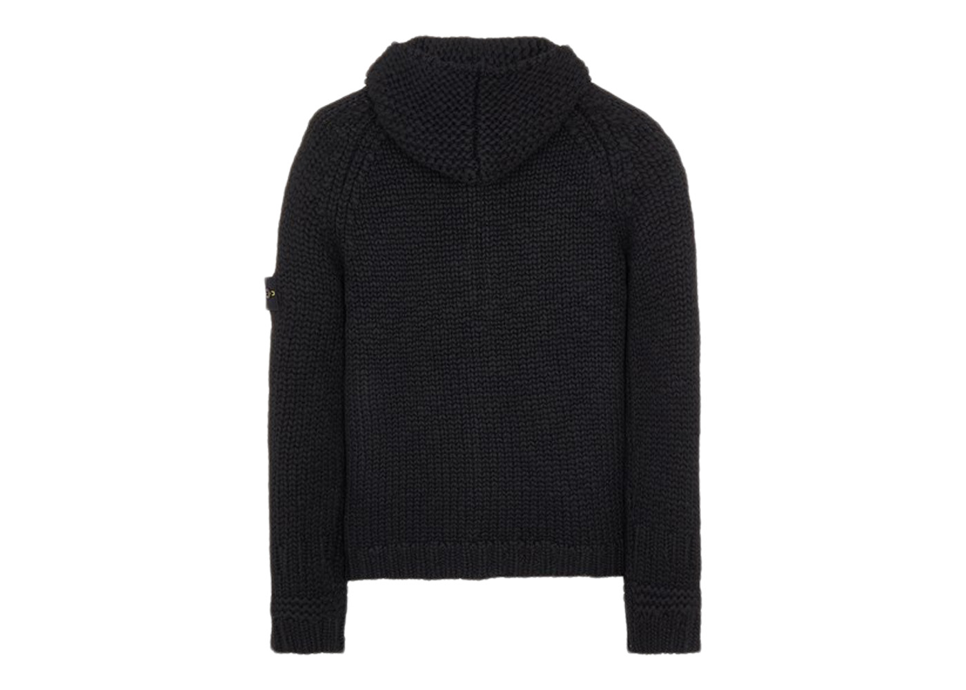 Stone Island 544D4 Handmade Feel Knitted Hooded Sweater Black