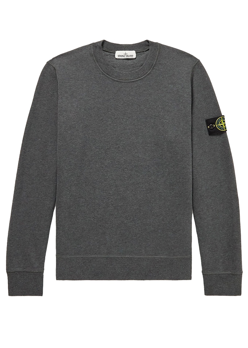 Stone Island 63020 Brushed Cotton Fleece Crewneck Dark Gray Men s