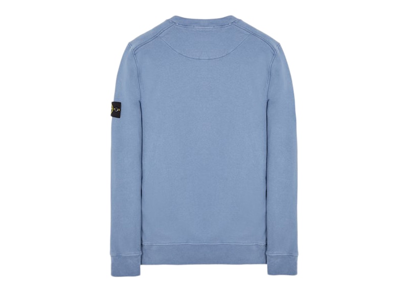 Stone Island 63020 Brushed Cotton Fleece Crewneck Sweater Avio