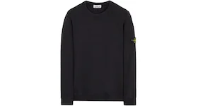 Stone Island 63020 Brushed Cotton Fleece Crewneck Sweater Black
