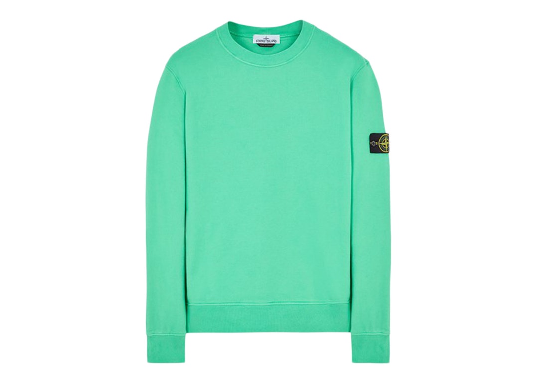 Pre-owned Stone Island 63020 Brushed Cotton Fleece Crewneck Sweater Light Green
