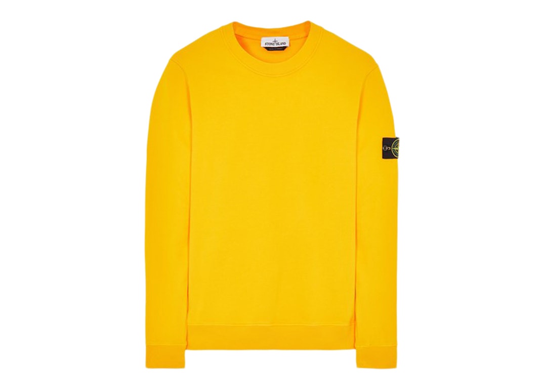 Pre-owned Stone Island 63020 Brushed Cotton Fleece Crewneck Sweater Yellow