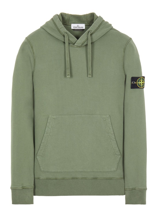 Pre-owned Stone Island 64120 Brushed Cotton Fleece Hoodie Sage