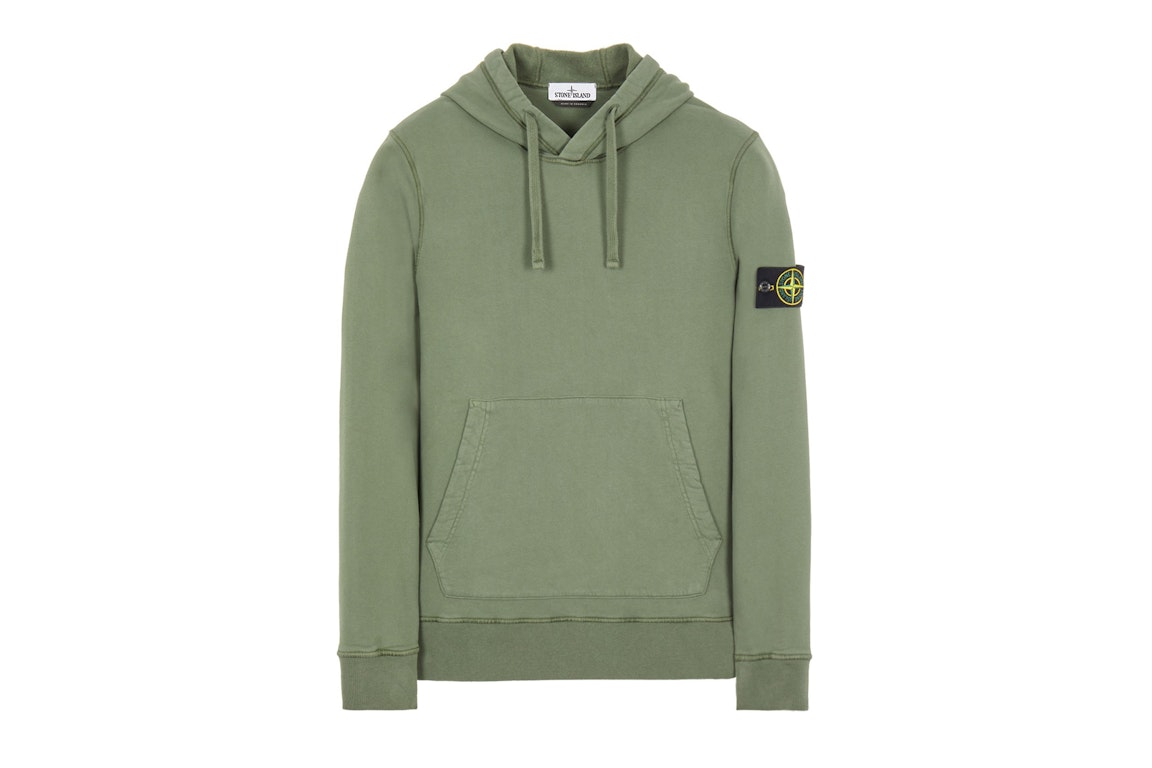 Pre-owned Stone Island 64120 Brushed Cotton Fleece Hoodie Sage