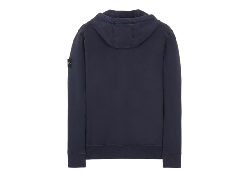 Stone Island 64220 Brushed Cotton Fleece Zip Up Hooded Sweatshirt