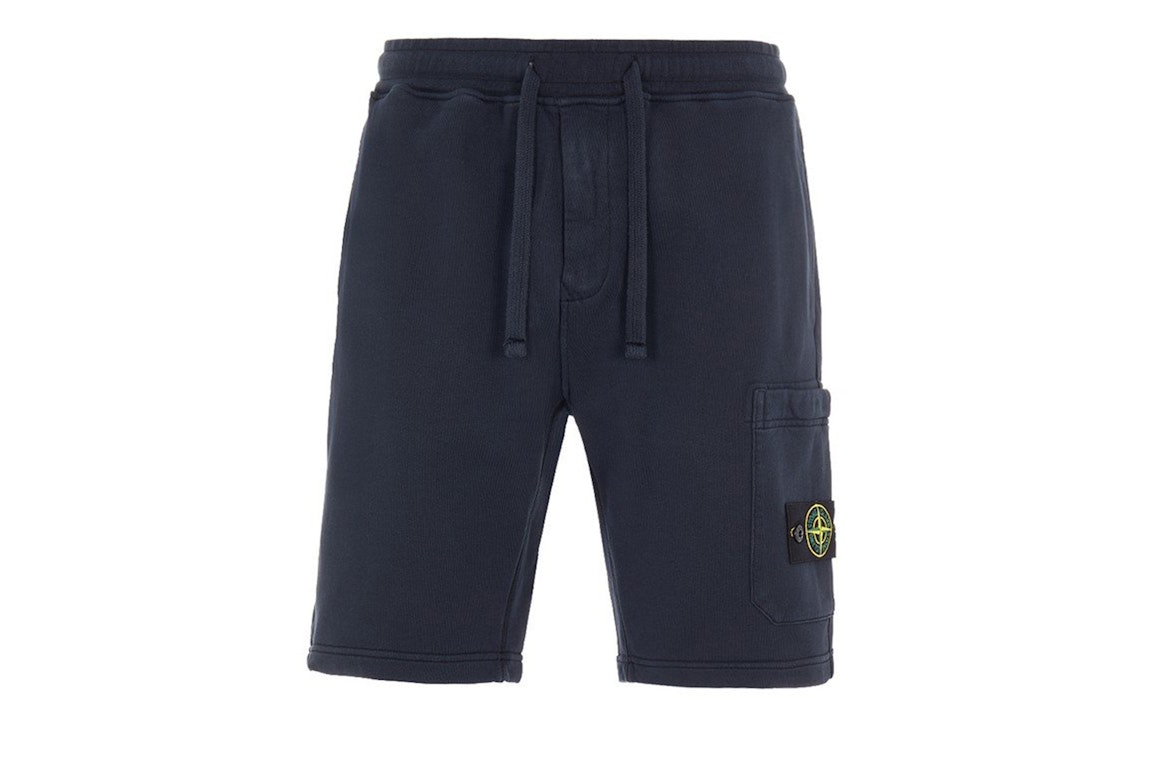 Pre-owned Stone Island 64651 Cotton Fleece Garment Dyed Shorts Navy