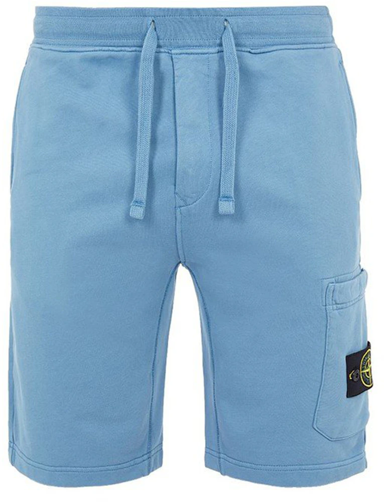 Stone Island 64651 Cotton Fleece Garment Dyed Shorts Light Blue Men's -  SS22 - US