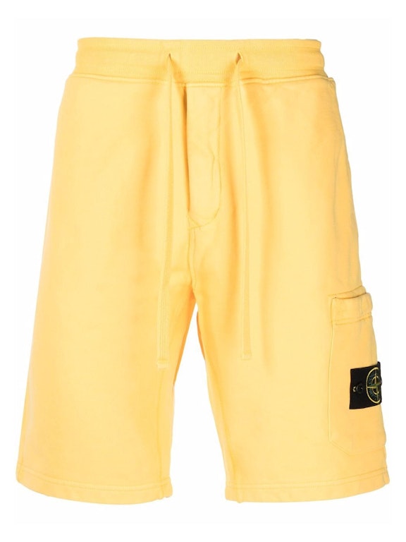 Pre-owned Stone Island 64651 Cotton Fleece Garment Dyed Shorts Yellow