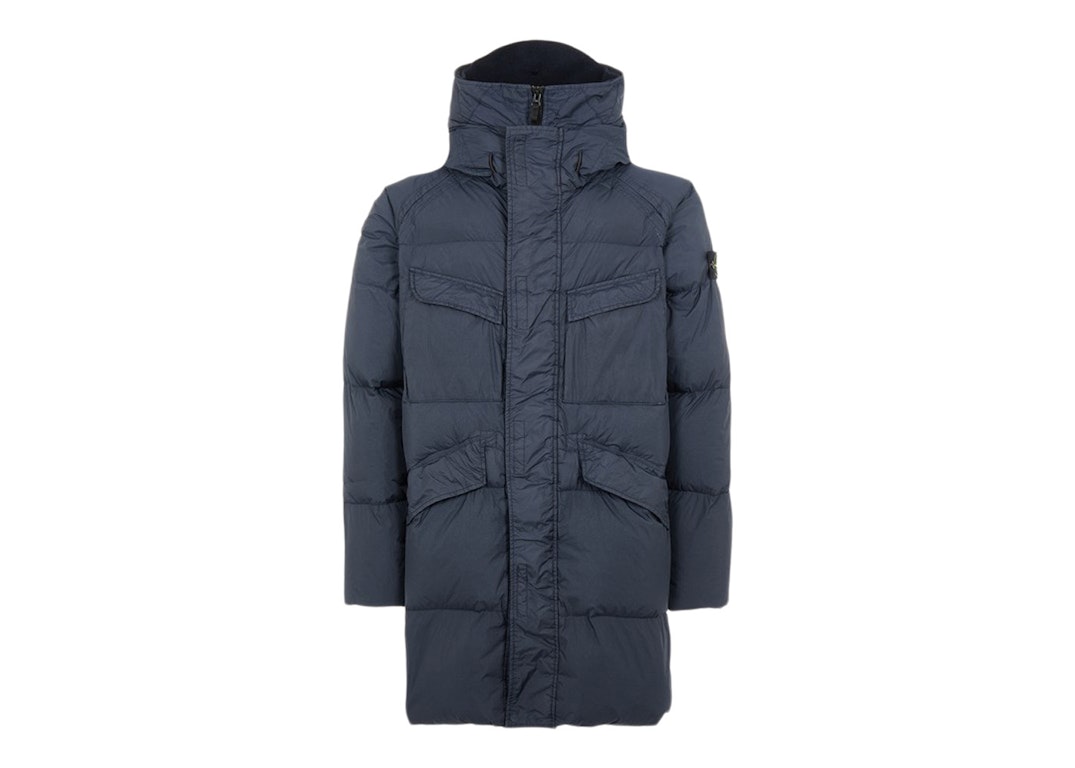 Pre-owned Stone Island 70123 Garment Dyed Crinkle Reps Ny Down-tc Coat Blue