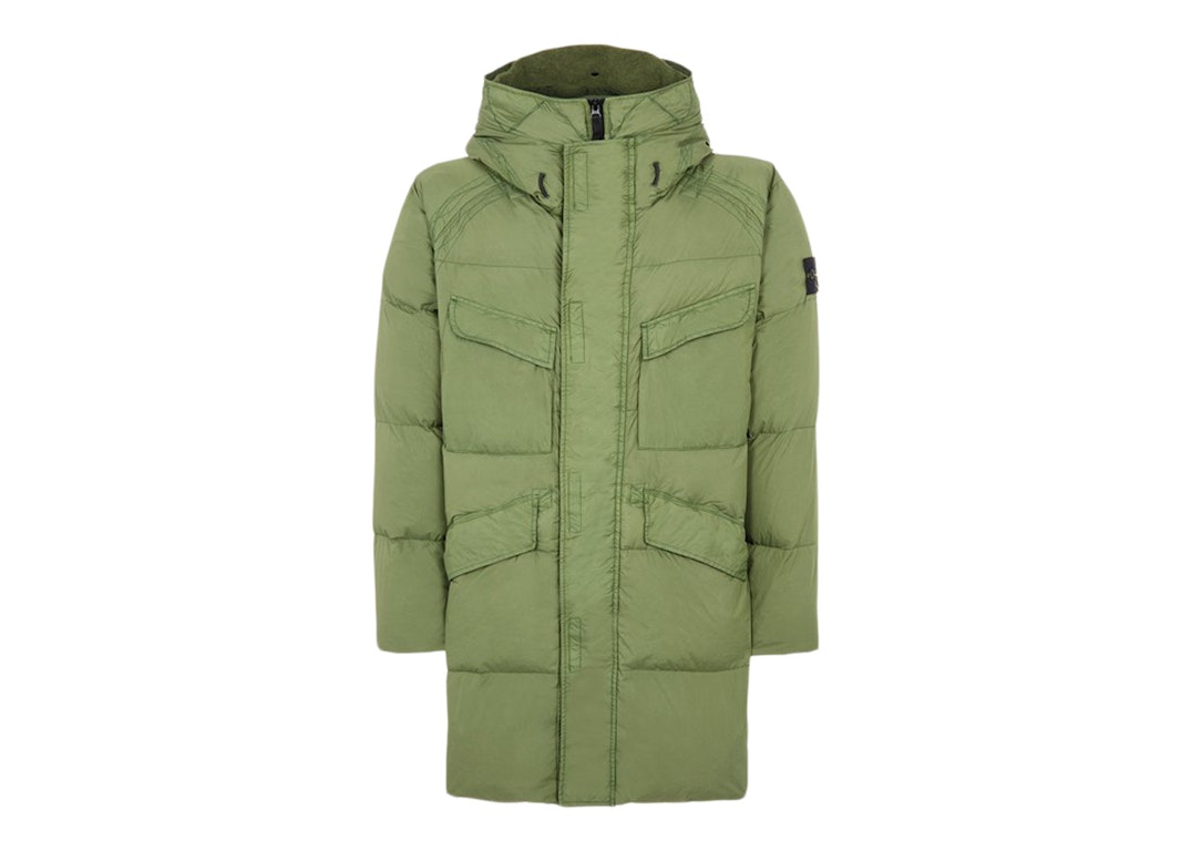 Pre-owned Stone Island 70123 Garment Dyed Crinkle Reps Ny Down-tc Coat Olive Green