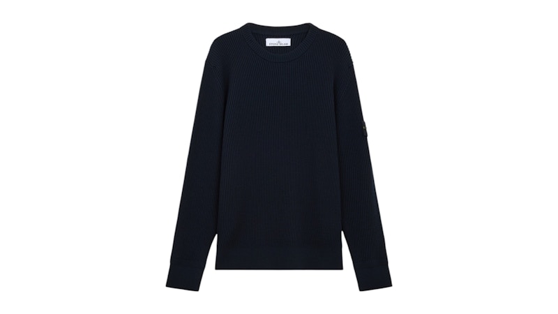 Pull Stone Island à côtes longues en laine RWS 5100053 bleu marine