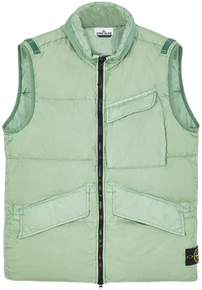 Stone Island G0123 Garment Dyed Crinkle Reps R-NY Down Gilet Sage Green ...