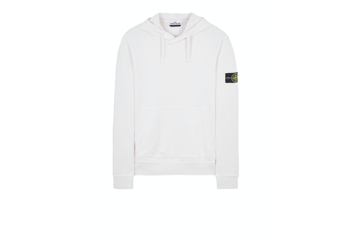 Pre-owned Stone Island Garment Dyed Cotton Fleece Hoodie White