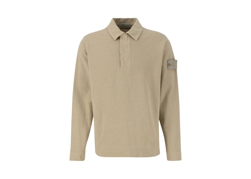 Stone Island Ghost Patch Long Sleeve Polo Beige Men's - US