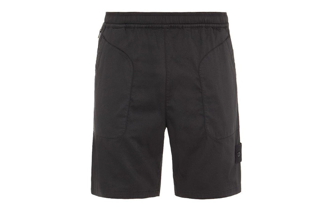 Pre-owned Stone Island L13f2 Stretch Cotton Lyocell Satin Ghost Piece Garment Dyed Shorts Black