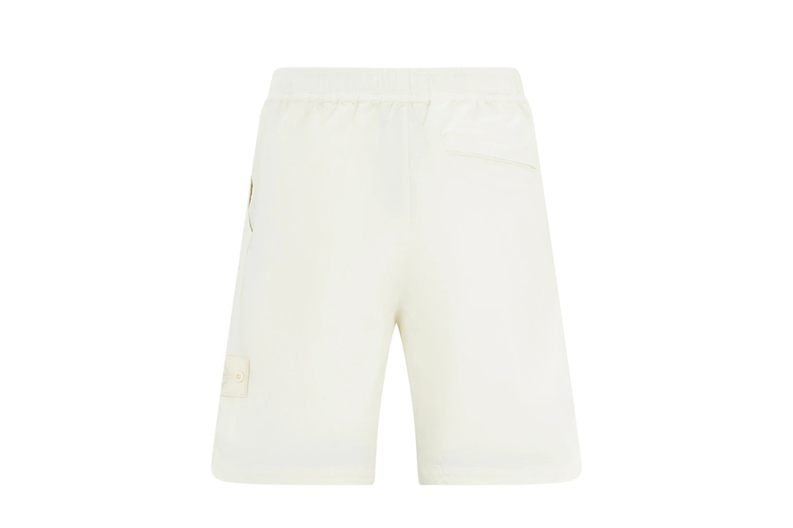 Pre-owned Stone Island L13f2 Stretch Cotton Lyocell Satin Ghost Piece Garment Dyed Shorts White