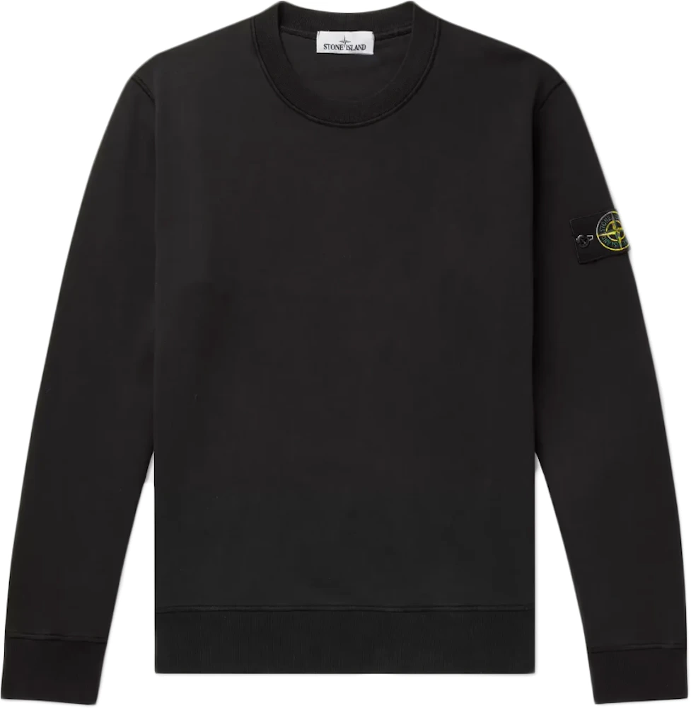 Stone Island Appliquéd Mélange Cotton Jersey Sweatshirt Black - US