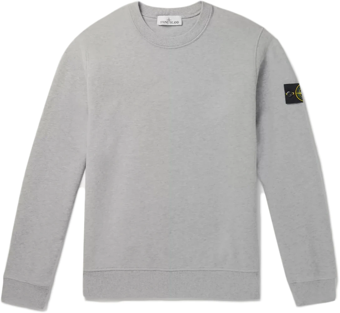 Stone Island Logo Appliquéd Mélange Cotton Jersey Sweatshirt Grey Men's ...