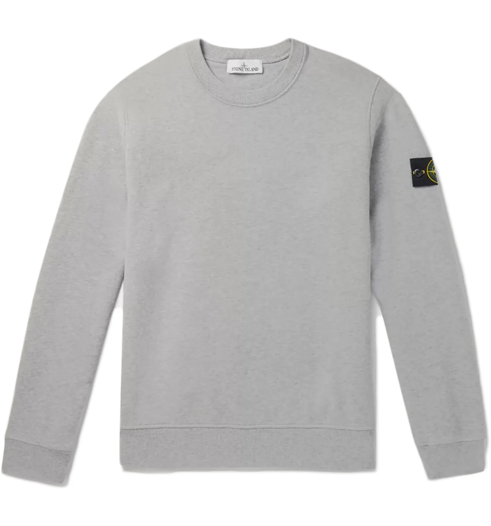 Stone Island Logo Appliqu d M lange Cotton Jersey Sweatshirt Grey