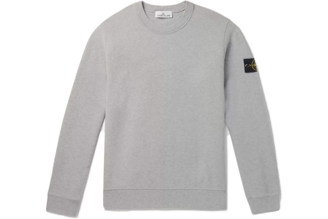 Stone Island Logo Appliquéd Mélange Cotton Jersey Sweatshirt Grey