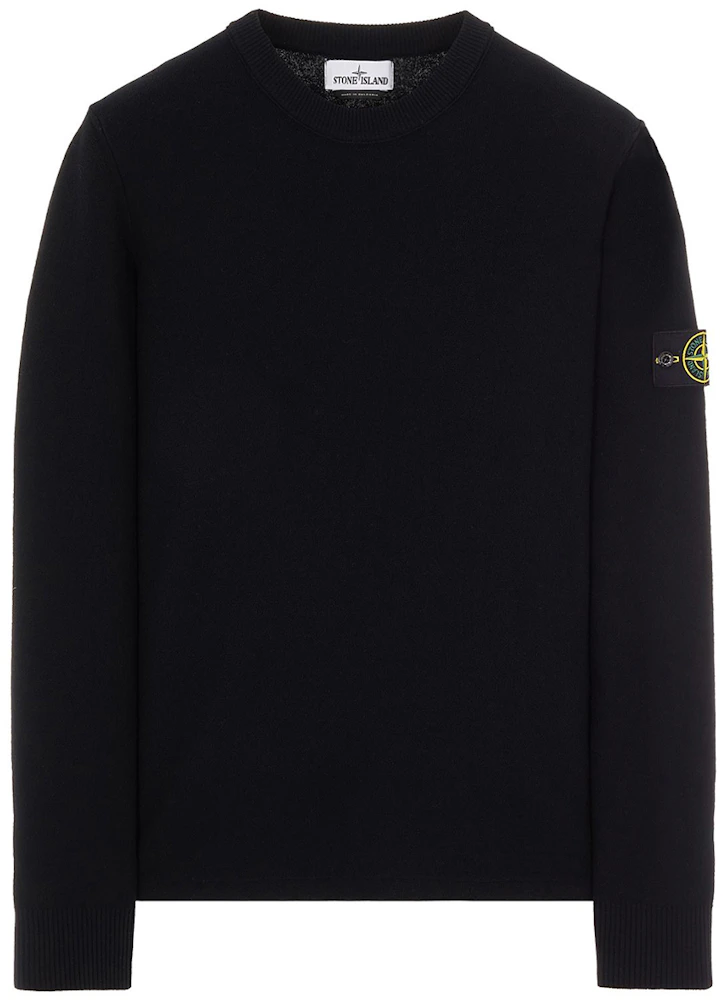 Stone Island Logo Appliqued Wool Knit Sweater Black Homme - FW22 - FR