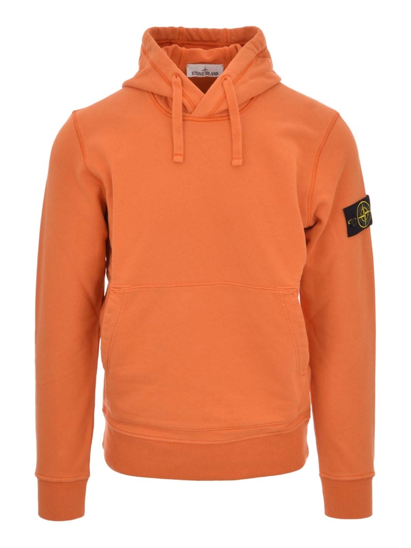 Stone Island Logo Hoodie Orange Men s US