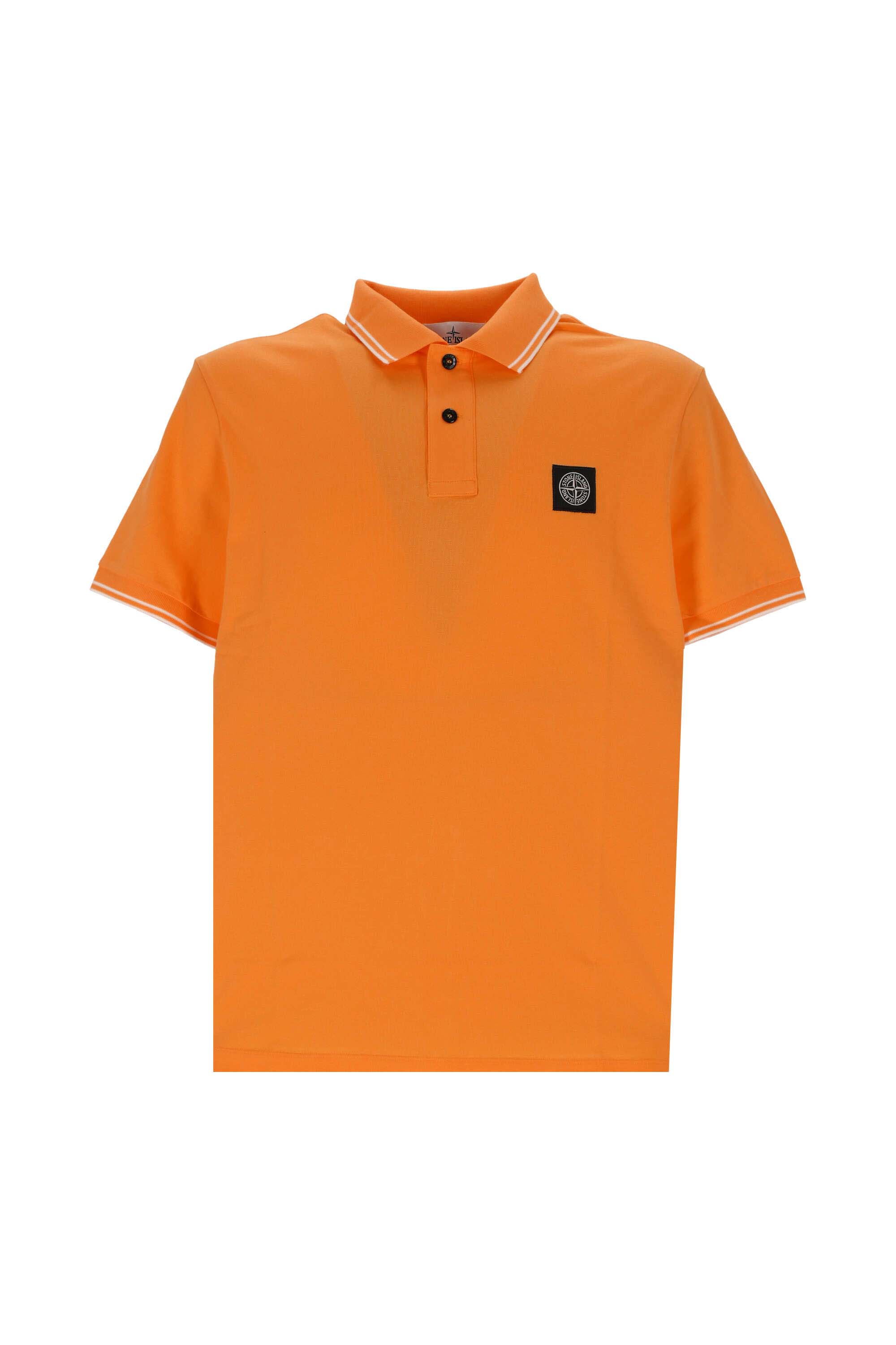 Stone Island Logo Poloshirt Orange