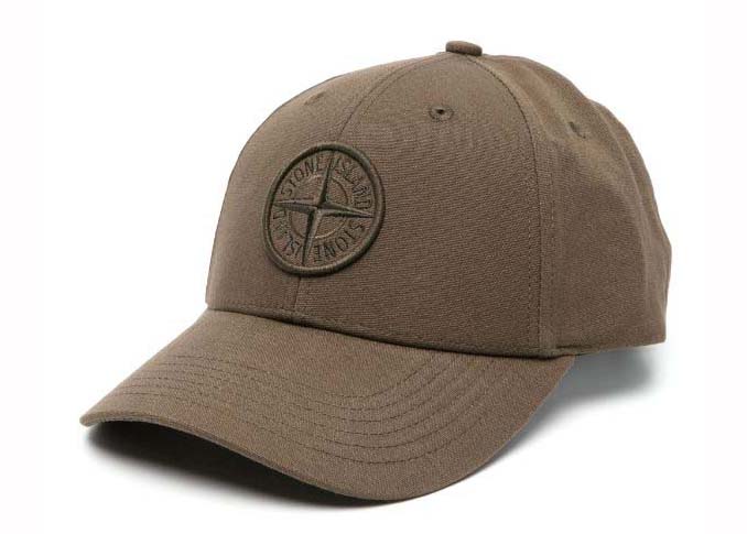 Stone Island Logo Print Cap Military Green メンズ - JP