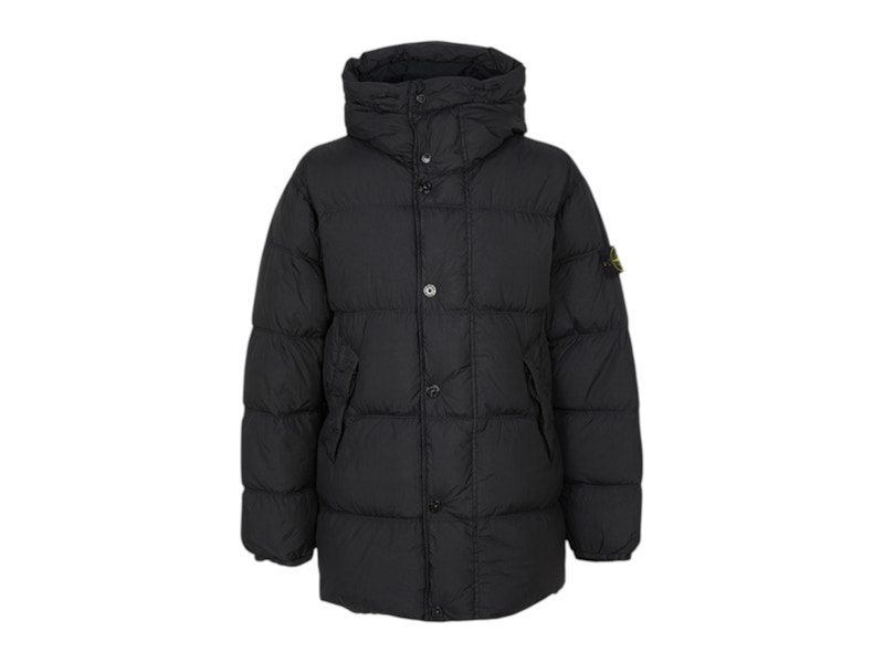 Pre-owned Stone Island Men's Logo Zip Down Jacket In Black