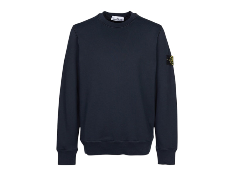 Pre-owned Stone Island Men's  Organic Cotton Fleece Crewneck Sweatshirt In Navy Blue