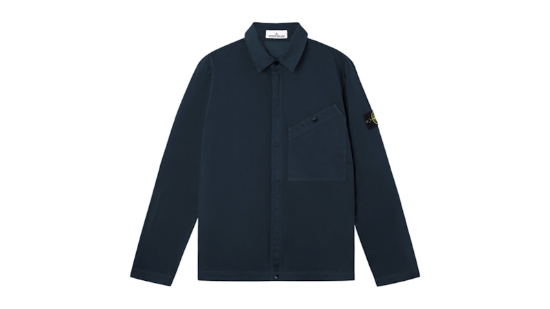 Stone Island Stretch Organic Cotton Satin 1200006 Overshirt Navy
