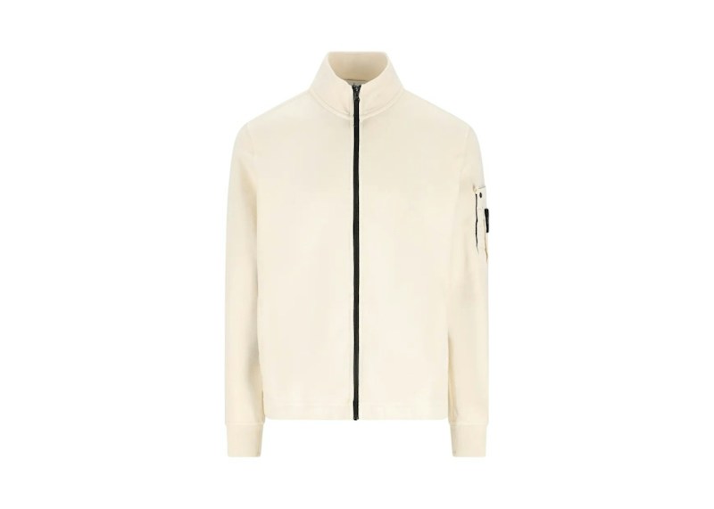 Cárdigan con cremallera Stone Island, color marfil