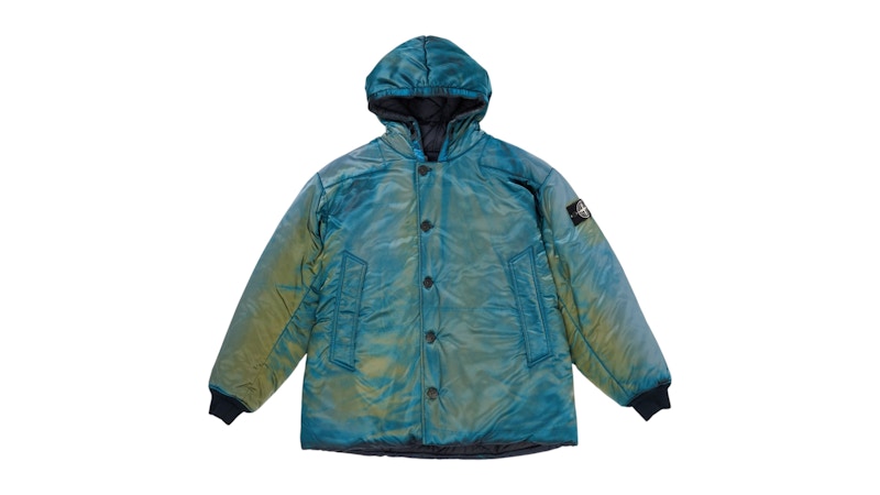 Stone Island x Porter Hand Corrosion on Nylon Twill Parka Blue