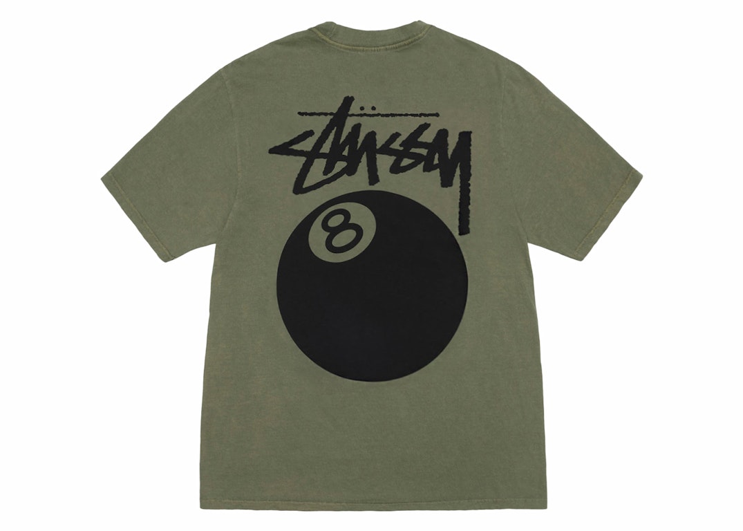 Pre-owned Stussy 8 Ball Pigment Dyed Tee Olive
