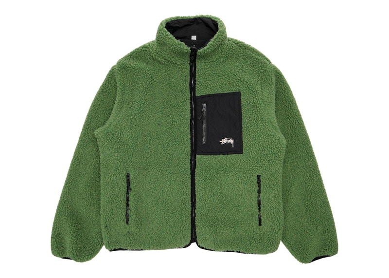 Stussy 8 Ball Sherpa Reversible Jacket Green Men's - FW22 - US