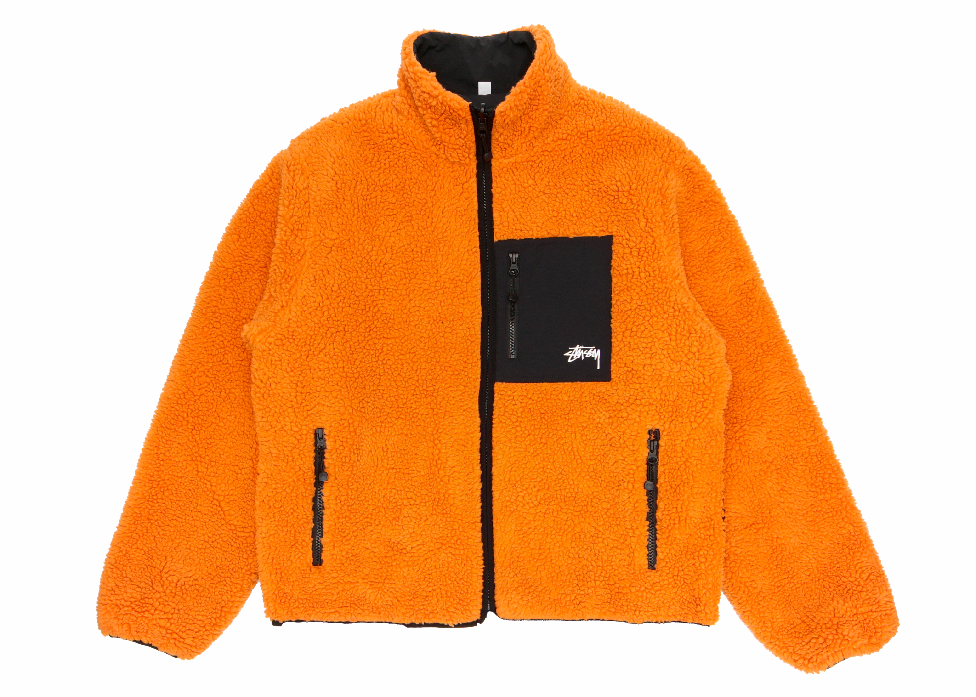 Stussy 8 Ball Sherpa Reversible Jacket Orange Men's - FW22 - US