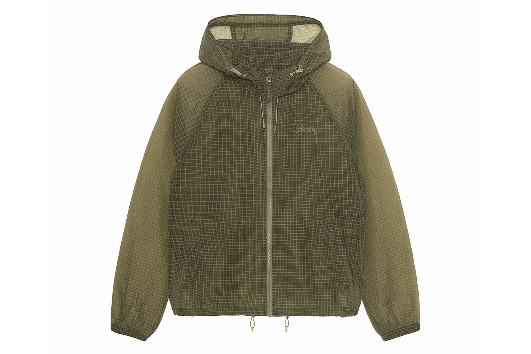 Stussy Beach Ripstop Transparent Shell Jacket Olive Men's - SS24 - US