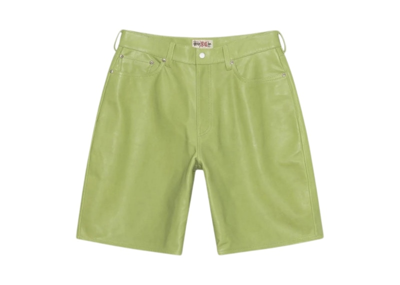 Stussy Big Ol Leather Shorts Lime Men's - US