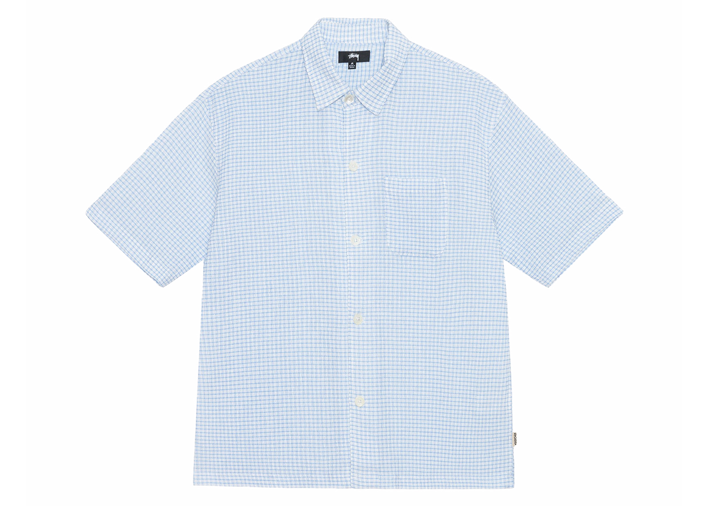 Stussy Boxy Flat Crinkled Hem Shirt Blue Check メンズ - SS24 - JP