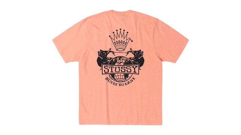 Pre-owned Stussy Built To Last Pigment Dyed Tee Shirt In Sherbert In Orange