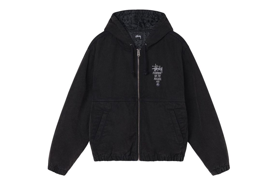 Pre-owned Stussy Canvas Insulated Work Jacket Black