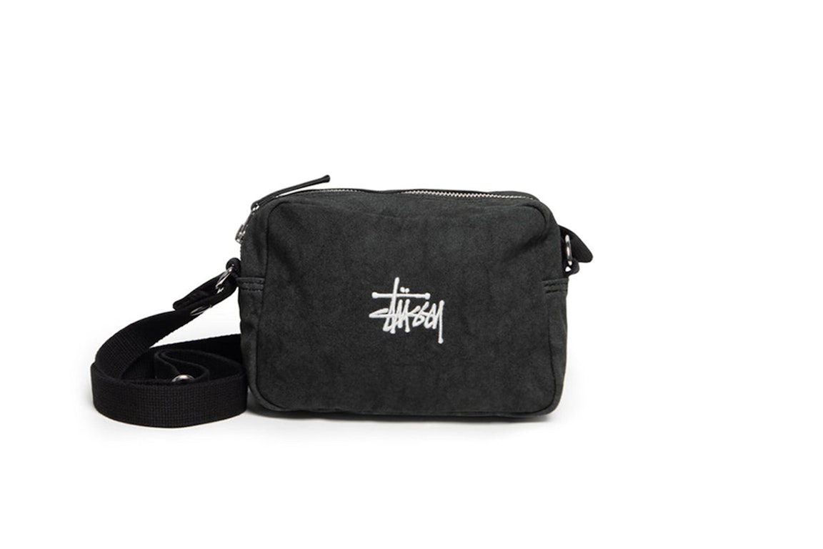 Pre-owned Stussy Canvas Side Pouch Washed Black