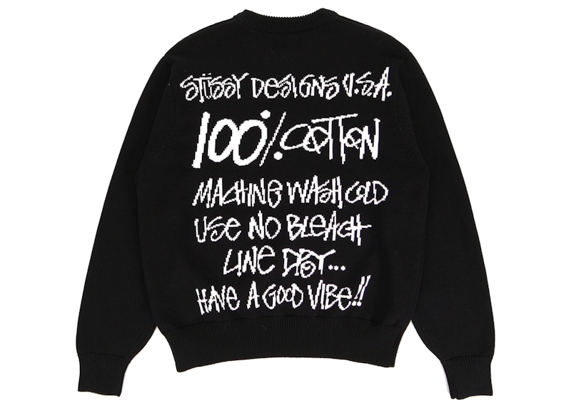 Stussy Care Label Sweater Black Men's - FW22 - GB