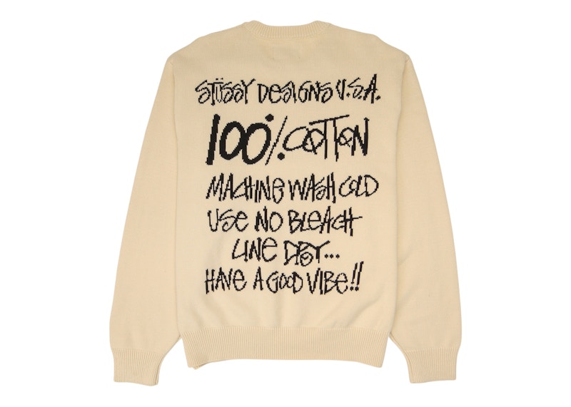 Stussy Care Label Sweater Natural Men's - FW22 - GB