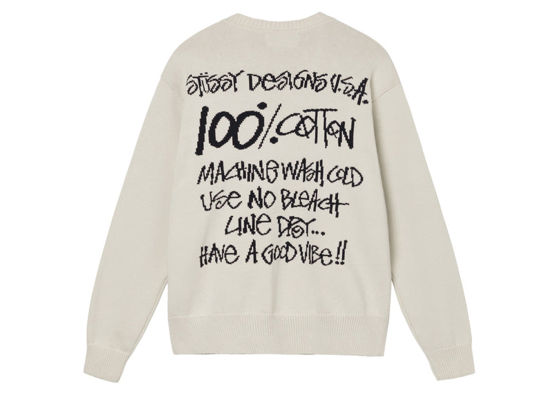 Stussy Care Label Sweater Natural