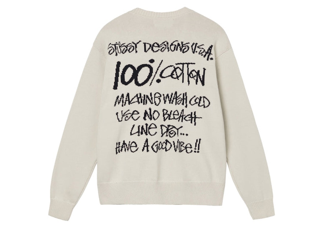 Pre-owned Stussy Care Label Sweater Natural