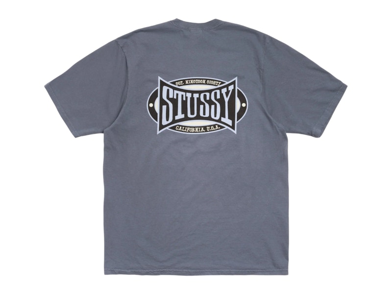 Stussy Champion Oval Pigment Dyed Tee Navy Men's - FW25 - US