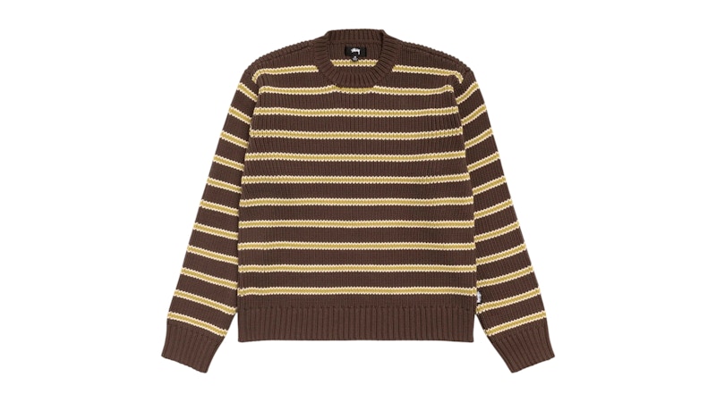 Stussy Chunky Cotton Stripe Sweater Forest Men's - FW25 - US