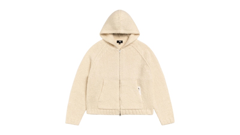 トップス STUSSY CHUNKY KNIT ZIP HOODIE Stussy Chunky Knit Zip Hoodie Ivory Men's - FW25 - US